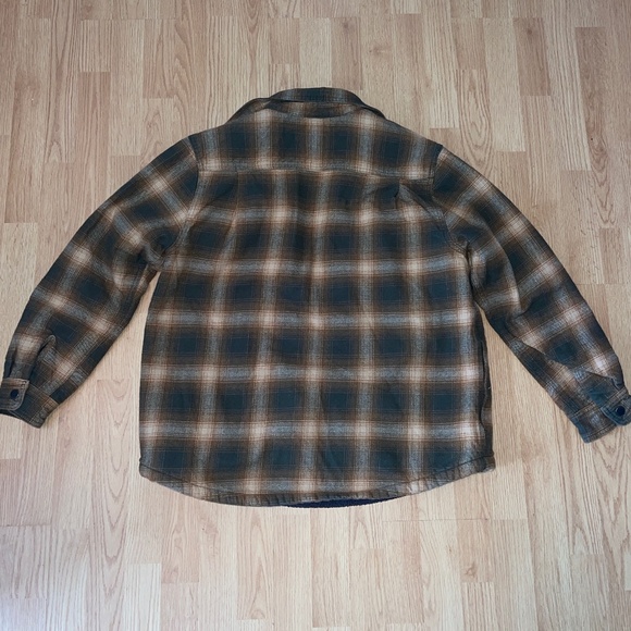 Dickies Flannel Green & Orange Plaid Fleece Lined Snap Button Jacket / Coat - Picture 7 of 9